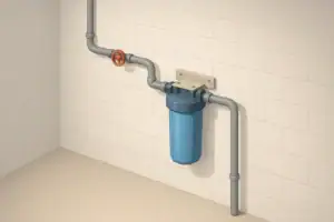 Whole house sediment filter canister installed on main water line