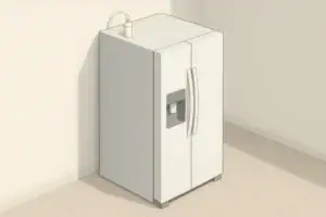 Isometric illustration of a fridge with an inline water filter