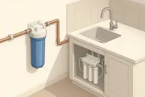 Isometric comparison of whole house and under sink water filters