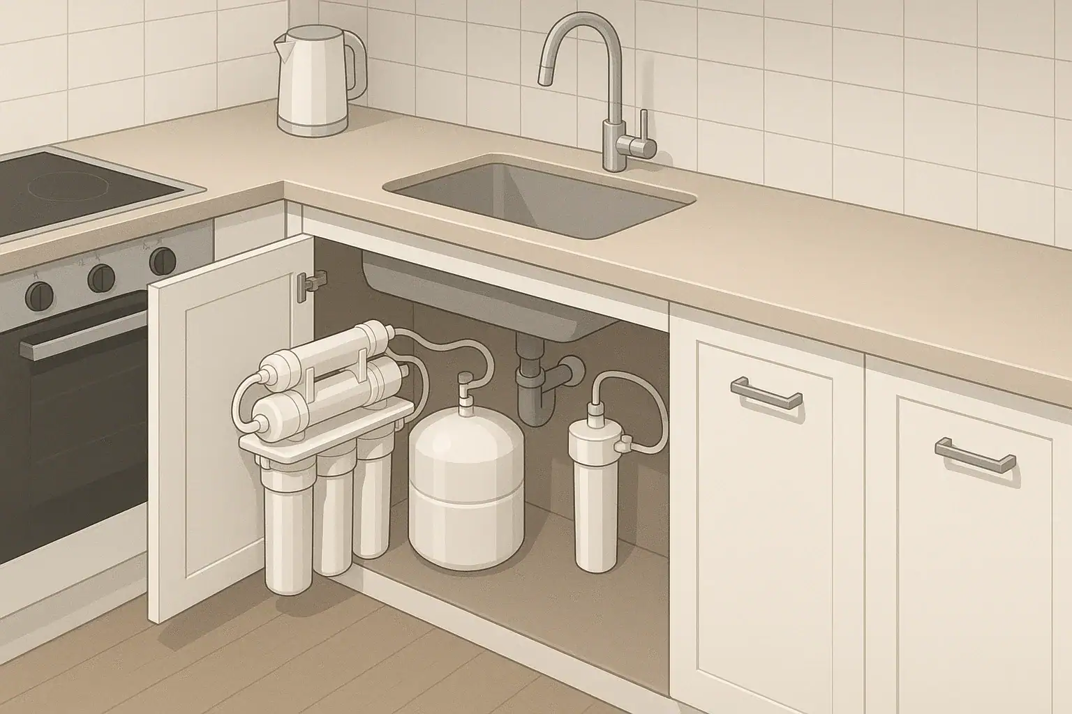 Isometric comparison of RO and carbon under-sink filters