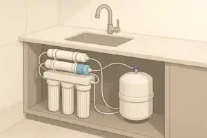 Under-sink reverse osmosis system with remineralization cartridge