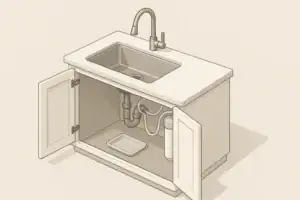 Isometric under-sink water filter system with tubing