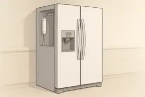 Refrigerator with inline filter and water dispenser