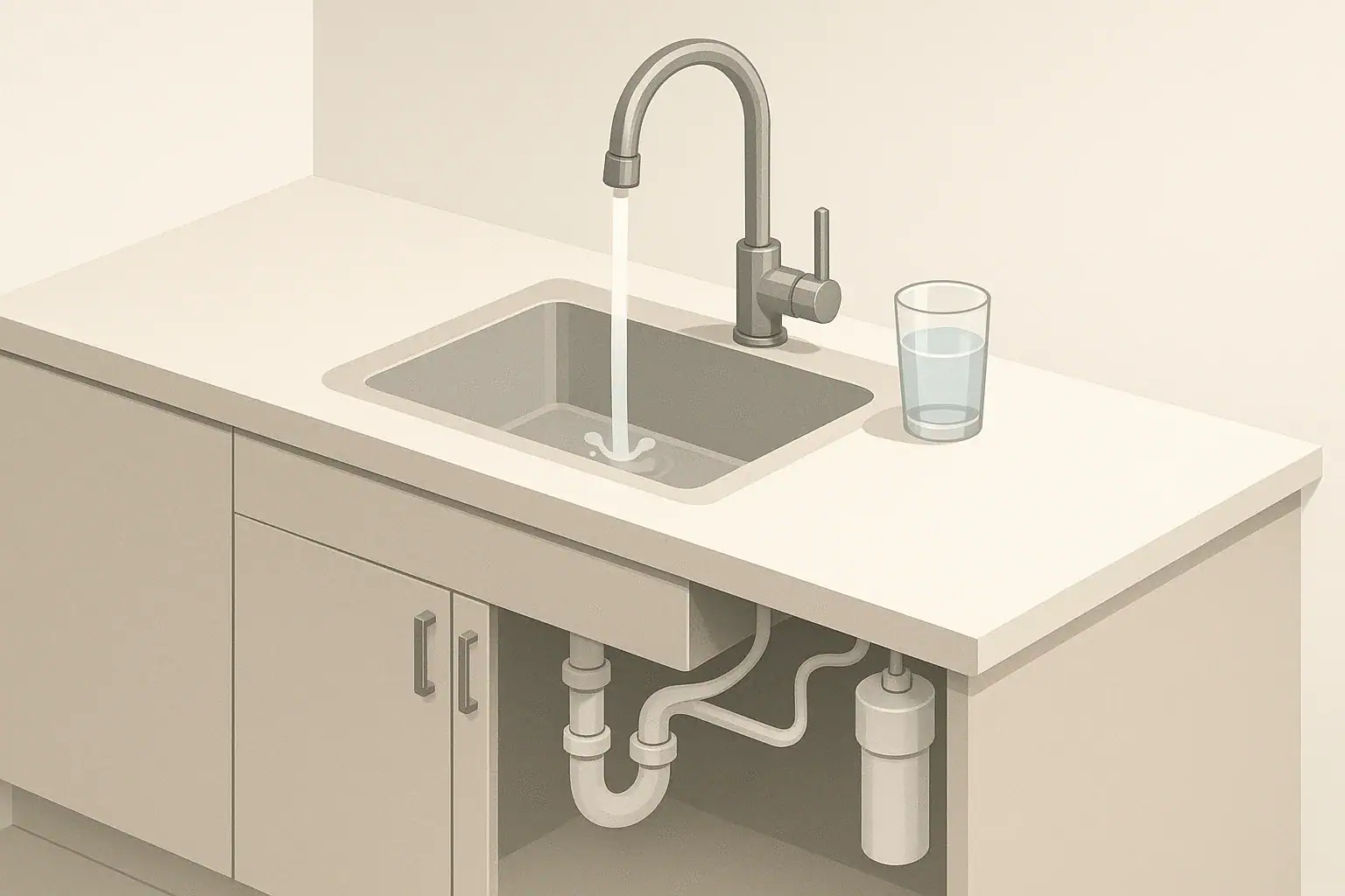 isometric kitchen sink with tap water and filtration system