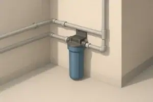 isometric illustration of a whole house water filter