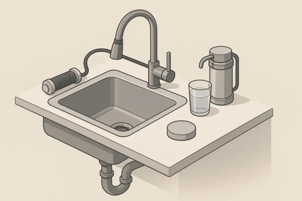 Pull-out faucet with carbon filtration options