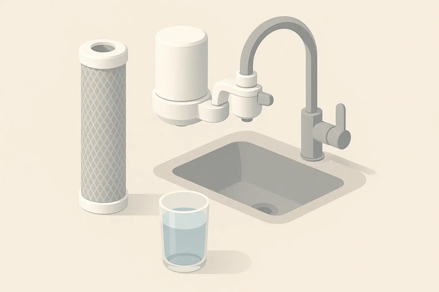 Carbon cartridge beside faucet mounted filter