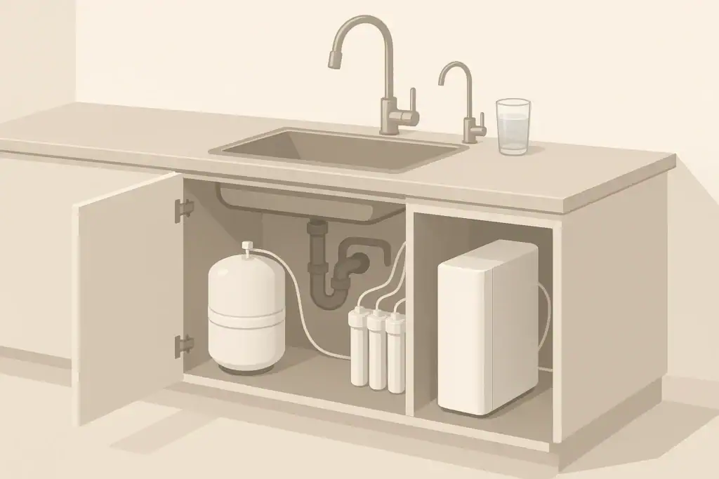 Under sink filter with dedicated drinking faucet