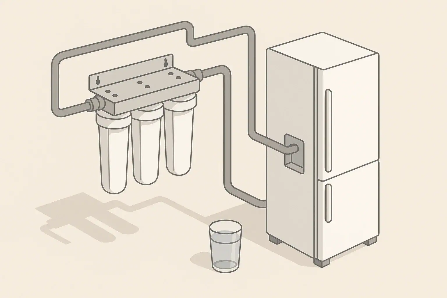 Utility filtration feeding a refrigerator water line