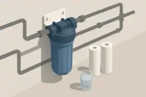 Utility water filter with clear drinking glass