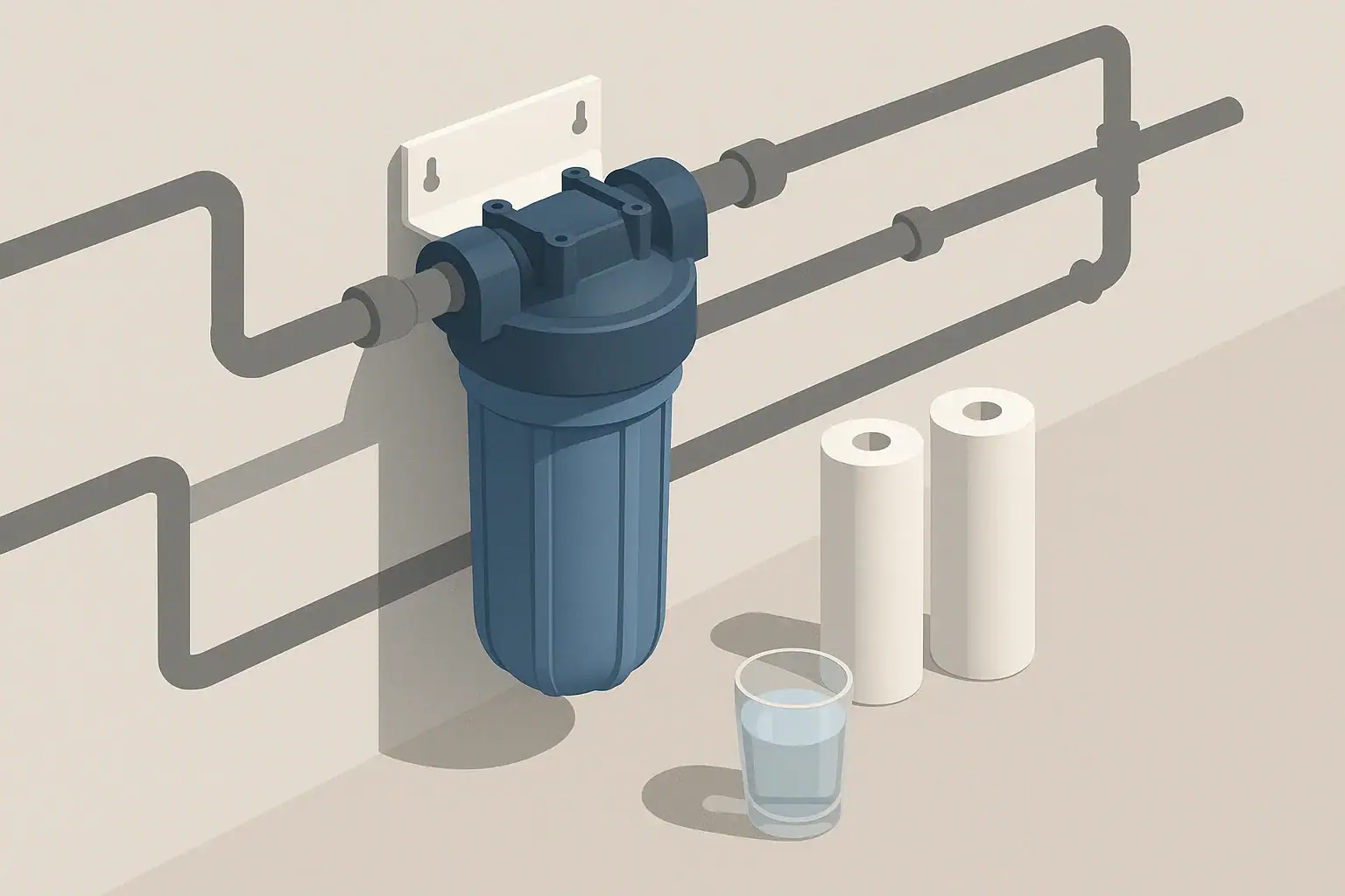 Utility water filter with clear drinking glass