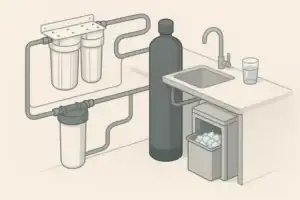 Utility filtration system for ice maker scale