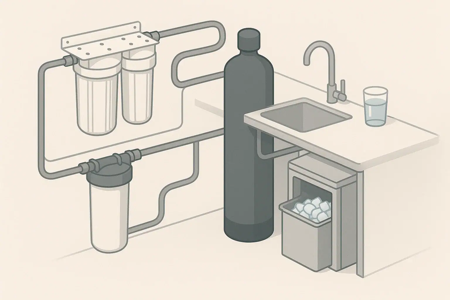 Utility filtration system for ice maker scale