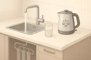 Kitchen faucet with hard water filtration concept