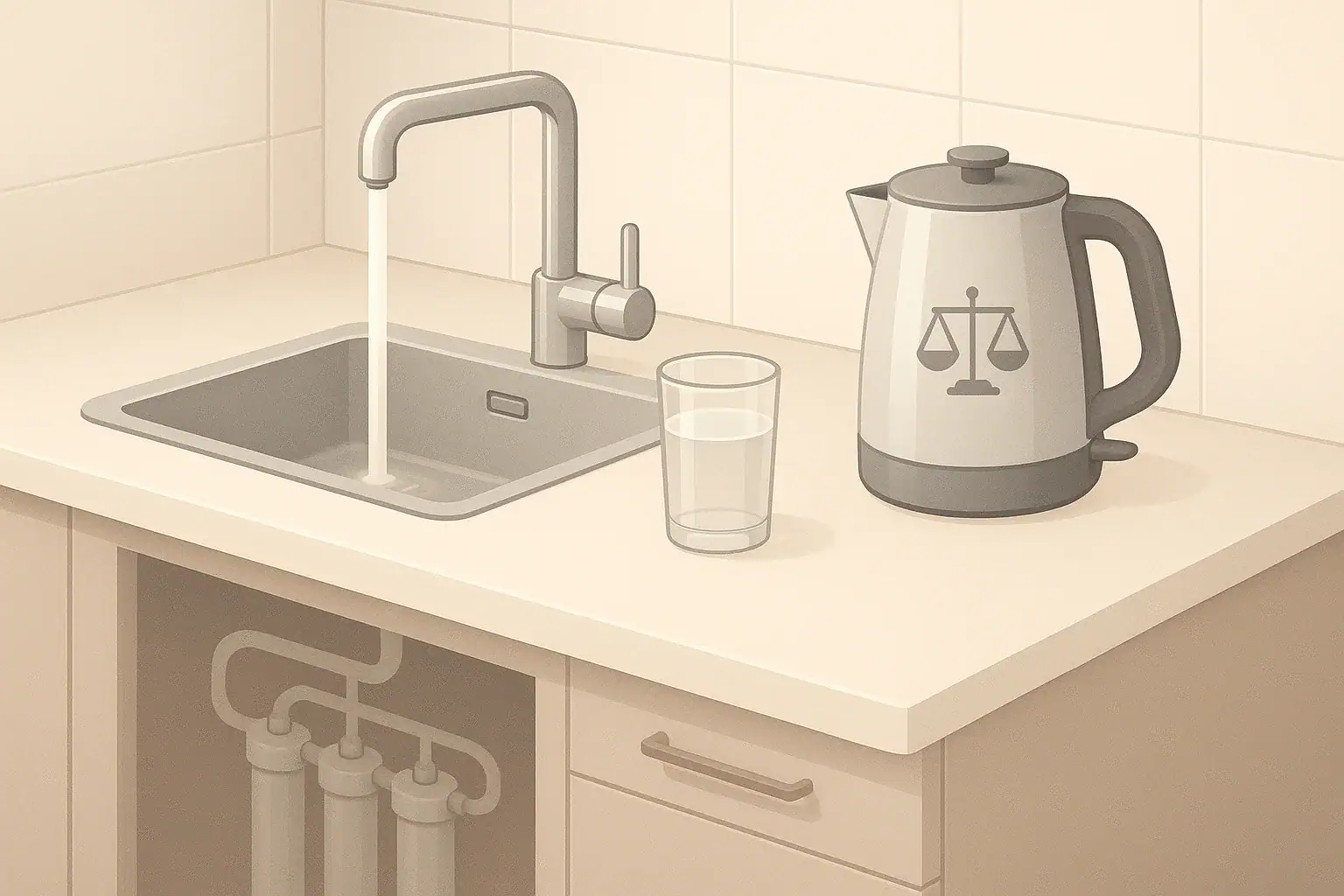 Kitchen faucet with hard water filtration concept