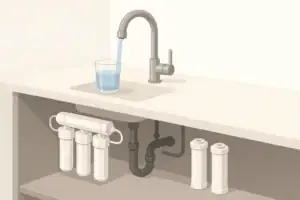 Isometric faucet and under sink water filter