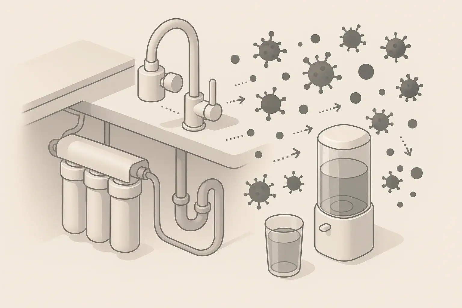 Abstract contaminants moving through home water filters