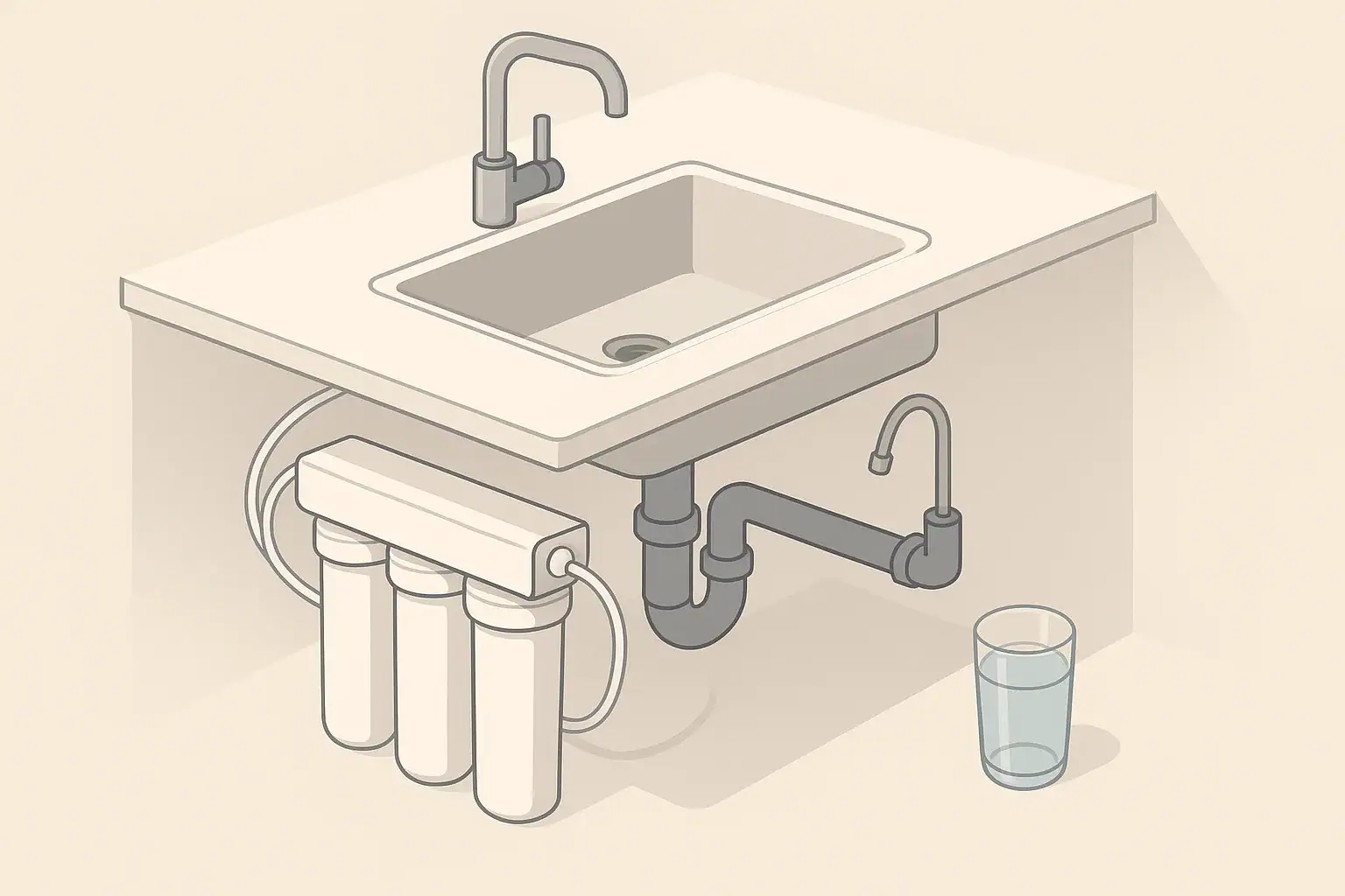 Under sink filtration system with sediment cartridges