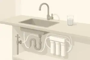 Tidy under sink water filtration setup