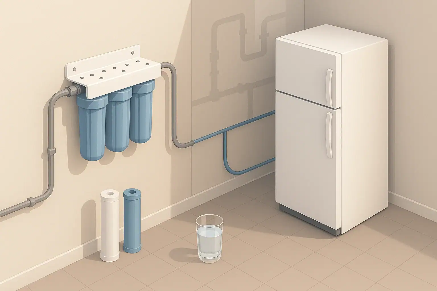 Generic refrigerator water filter and utility filtration setup