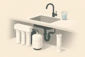 Isometric under sink filtration cartridges and faucet