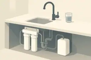 Dual cartridge under-sink water filtration setup