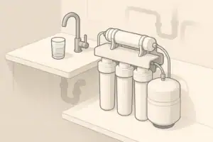 Under sink filtration system with water glass