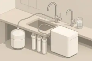 Under sink filtration with separate drinking faucet