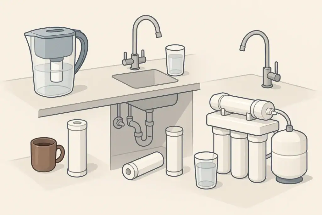 Isometric home water filters for coffee brewing