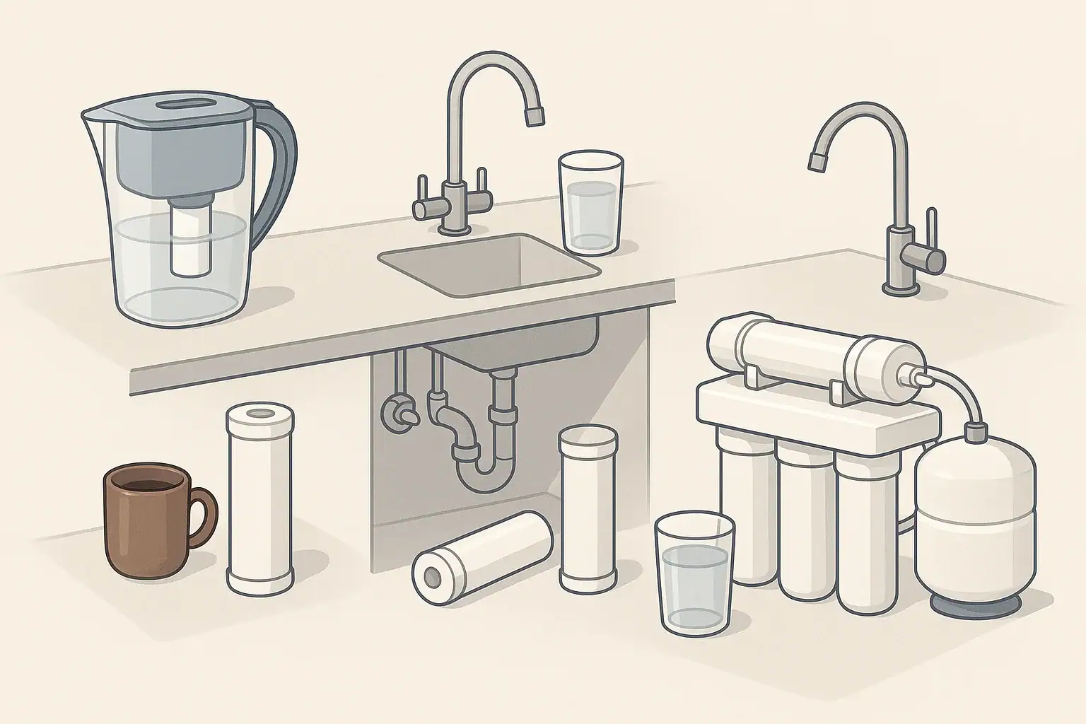 Isometric home water filters for coffee brewing