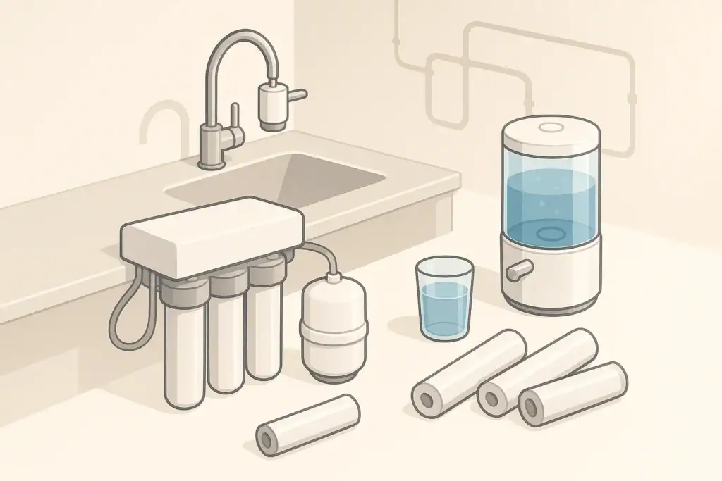 Calendar with home water filter replacement parts