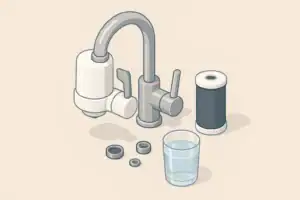 Carbon faucet filter adapter and water glass