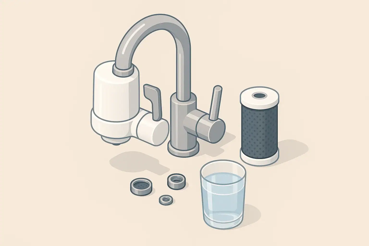 Carbon faucet filter adapter and water glass