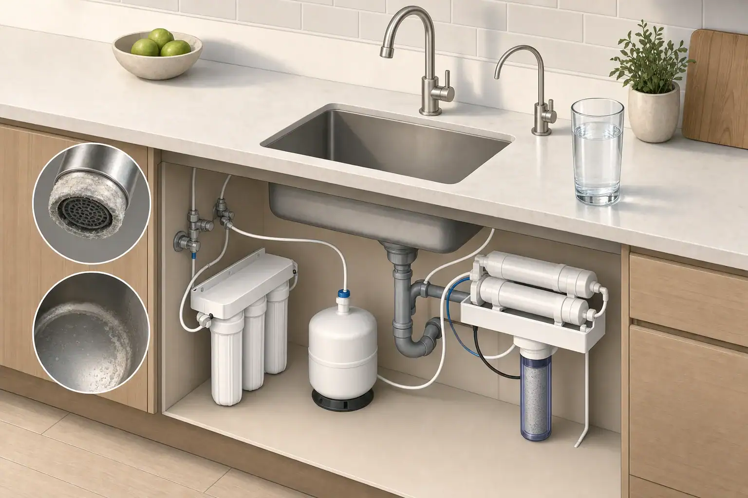 Filtered water beside a generic under sink treatment system