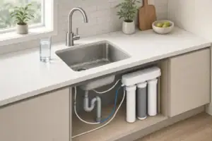 Kitchen faucet water glass and filtration components