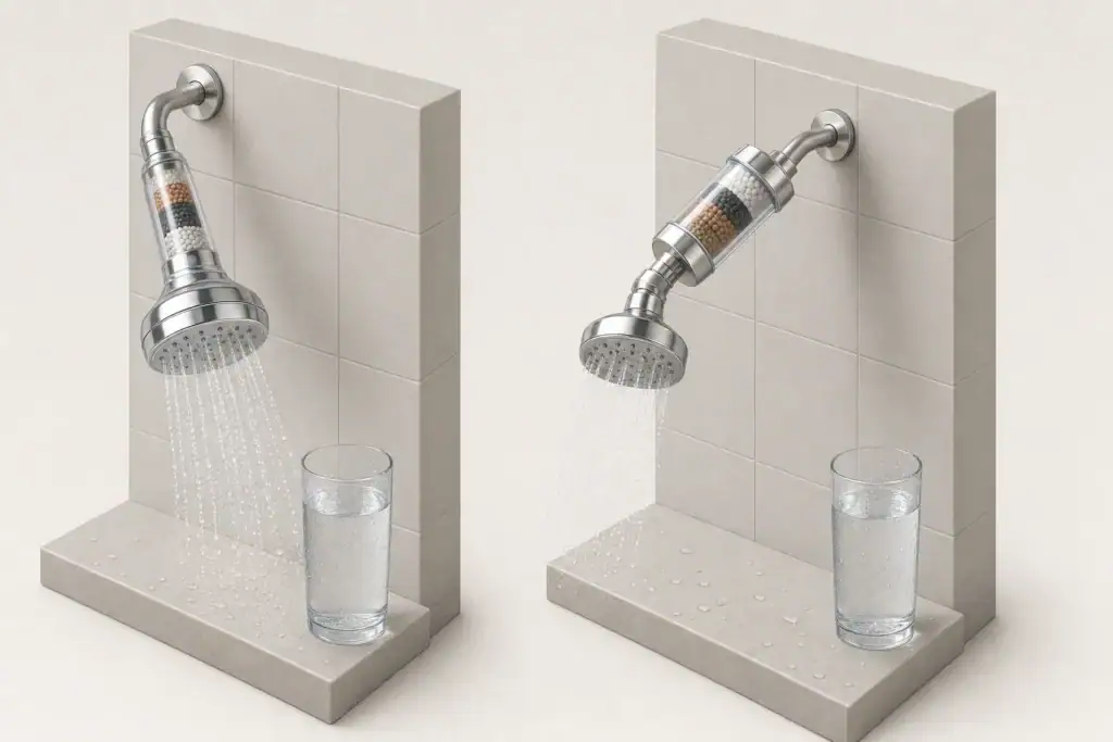 Filtered showerhead and inline shower filter comparison