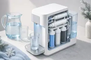 Countertop reverse osmosis system with pitcher in winter